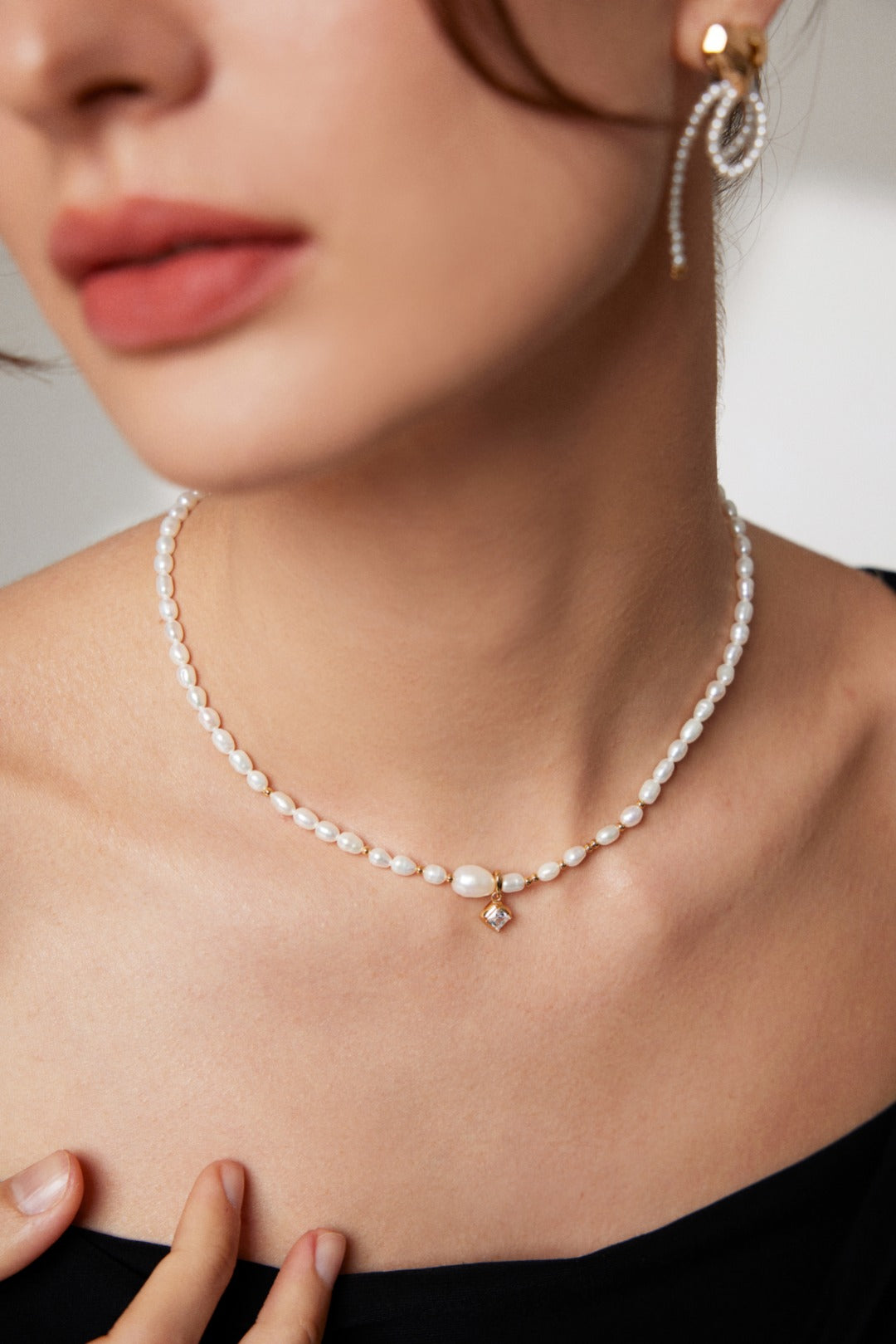 Enchanting Love: Sterling Silver Pearl Necklace and Earrings