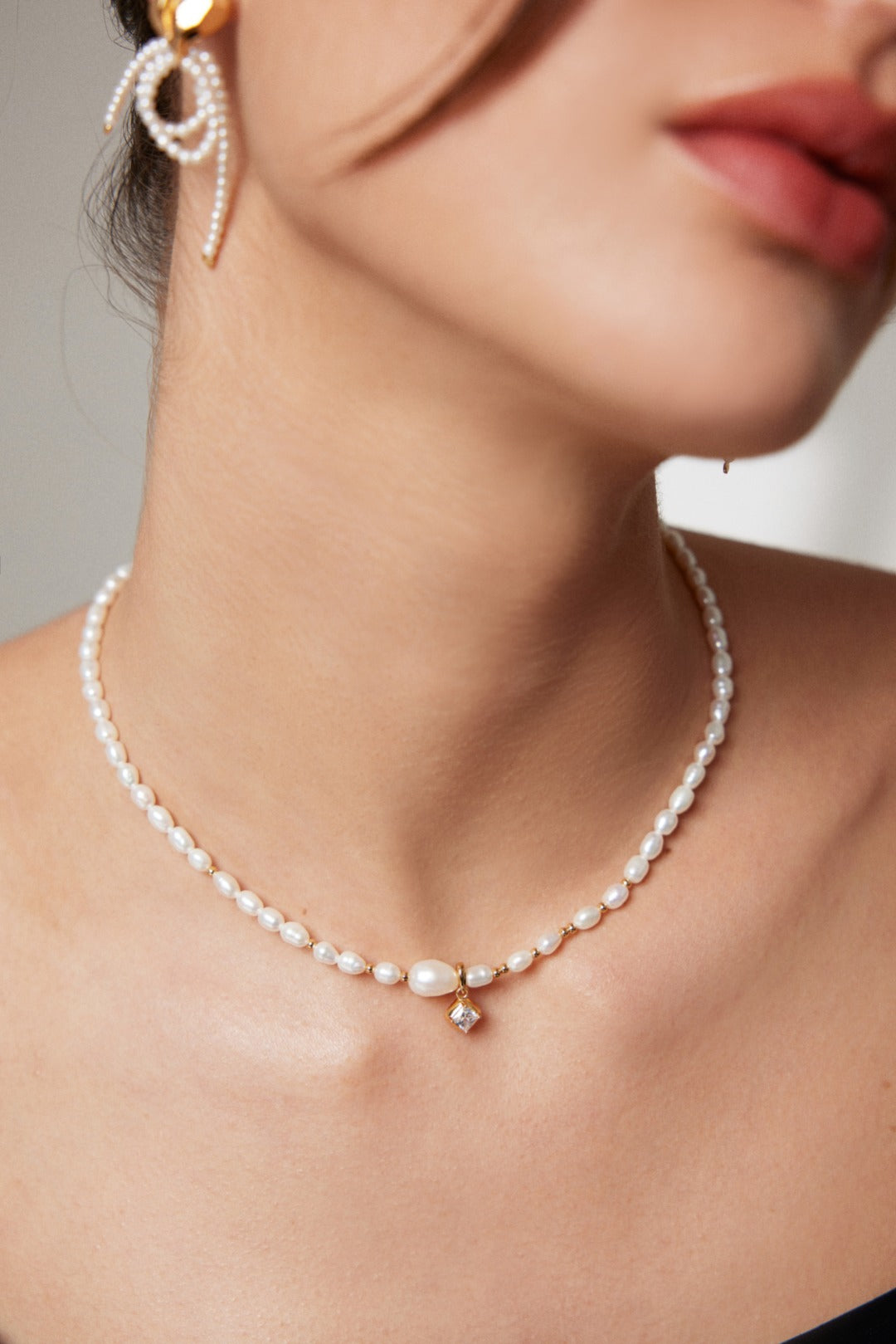 Enchanting Love: Sterling Silver Pearl Necklace and Earrings