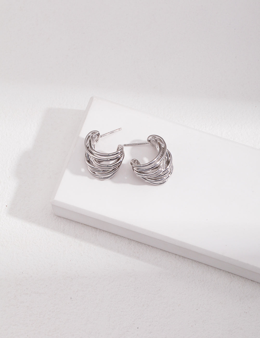 Enchanting Intricacy: Pure Silver Multi-Layered Wire Earrings