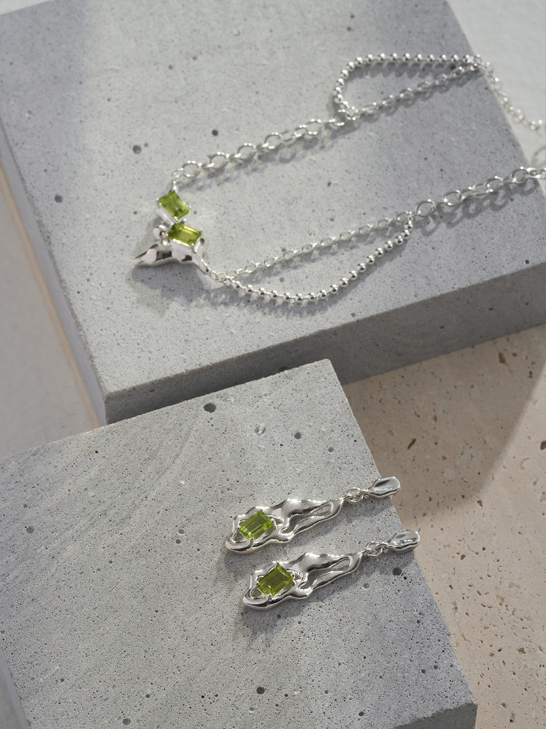 Radiant Rebirth: Lava Birth Series Featuring Natural Olivine Earrings &Necklace