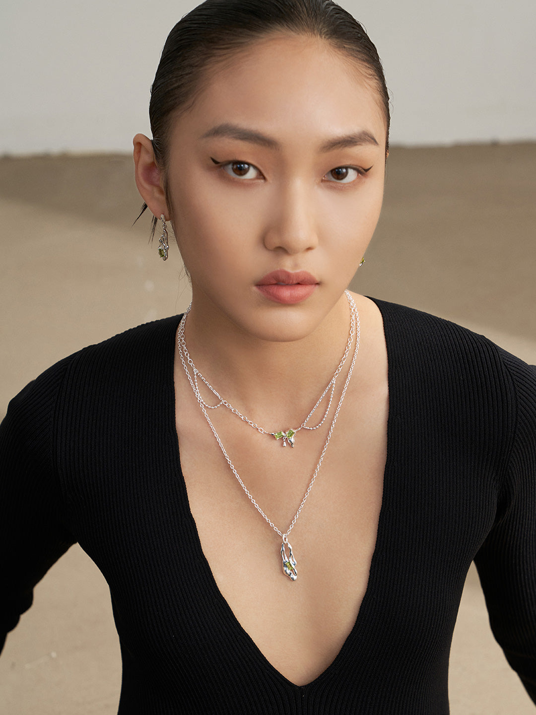 Radiant Rebirth: Lava Birth Series Featuring Natural Olivine Earrings &Necklace