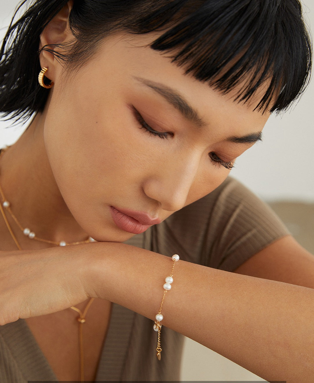 Sterling Silver Pearl Bracelet&Necklace: Minimalist Style with Natural Pearls