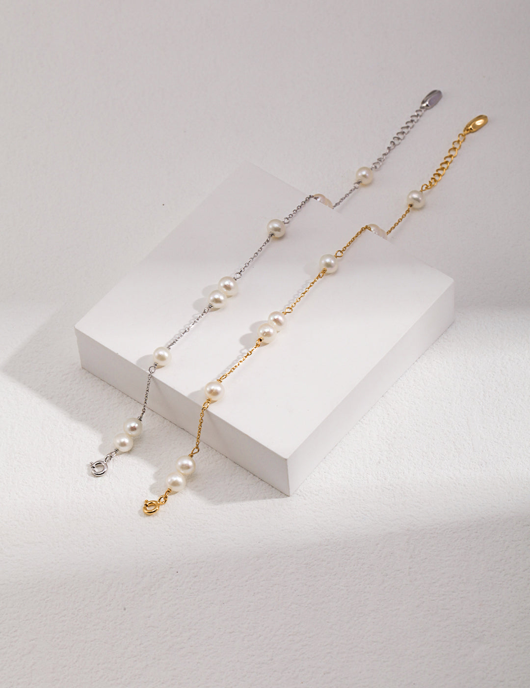 Sterling Silver Pearl Bracelet&Necklace: Minimalist Style with Natural Pearls