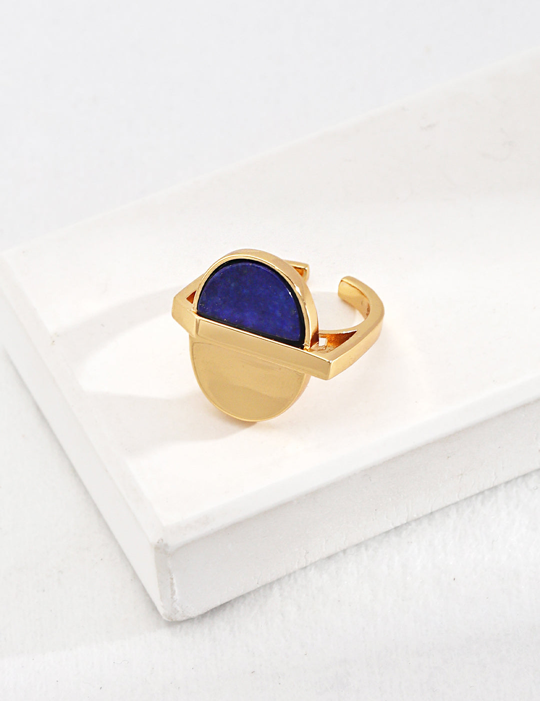 Silver Blue Chalcedony Ring | Vintage Gold | Size 14 Ring