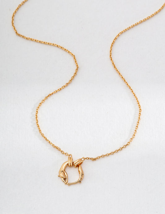 Vintage Gold 925 Silver Necklace with Simple Design - 40cm Chain Length