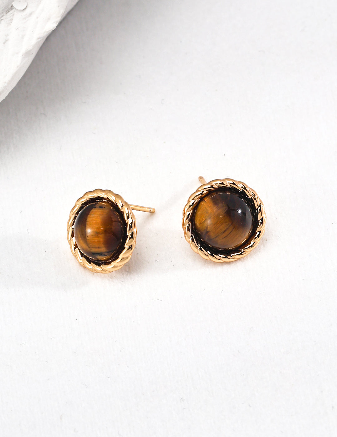 Vintage Gold 925 Sterling Silver Tiger's Eye Drop Earrings