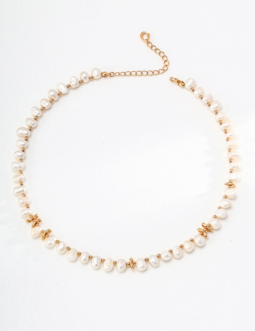 Vintage Gold 925 Silver Natural Pearl Necklace - Adjustable 38cm Chain with 5-8mm Pearls