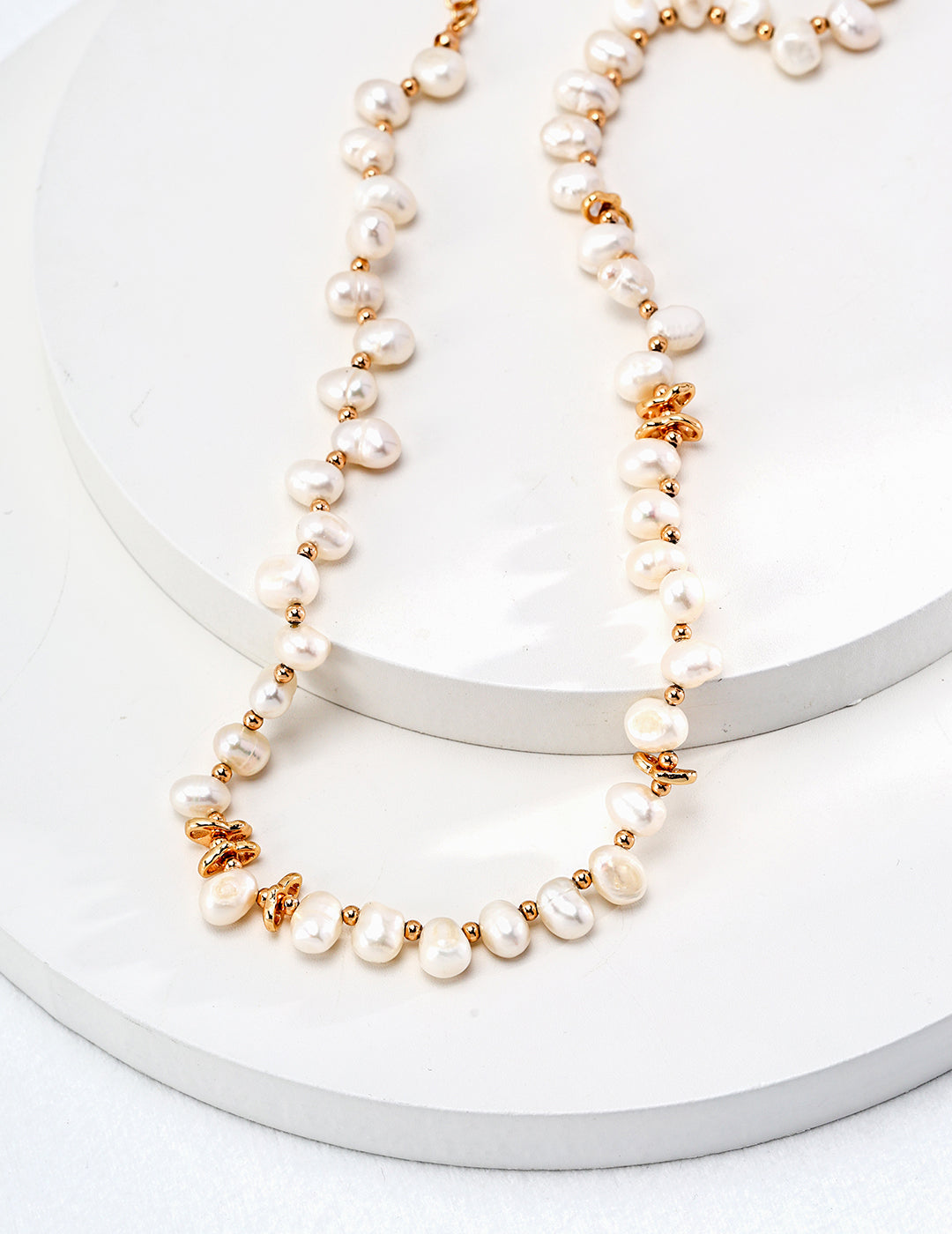 Vintage Gold 925 Silver Natural Pearl Necklace - Adjustable 38cm Chain with 5-8mm Pearls