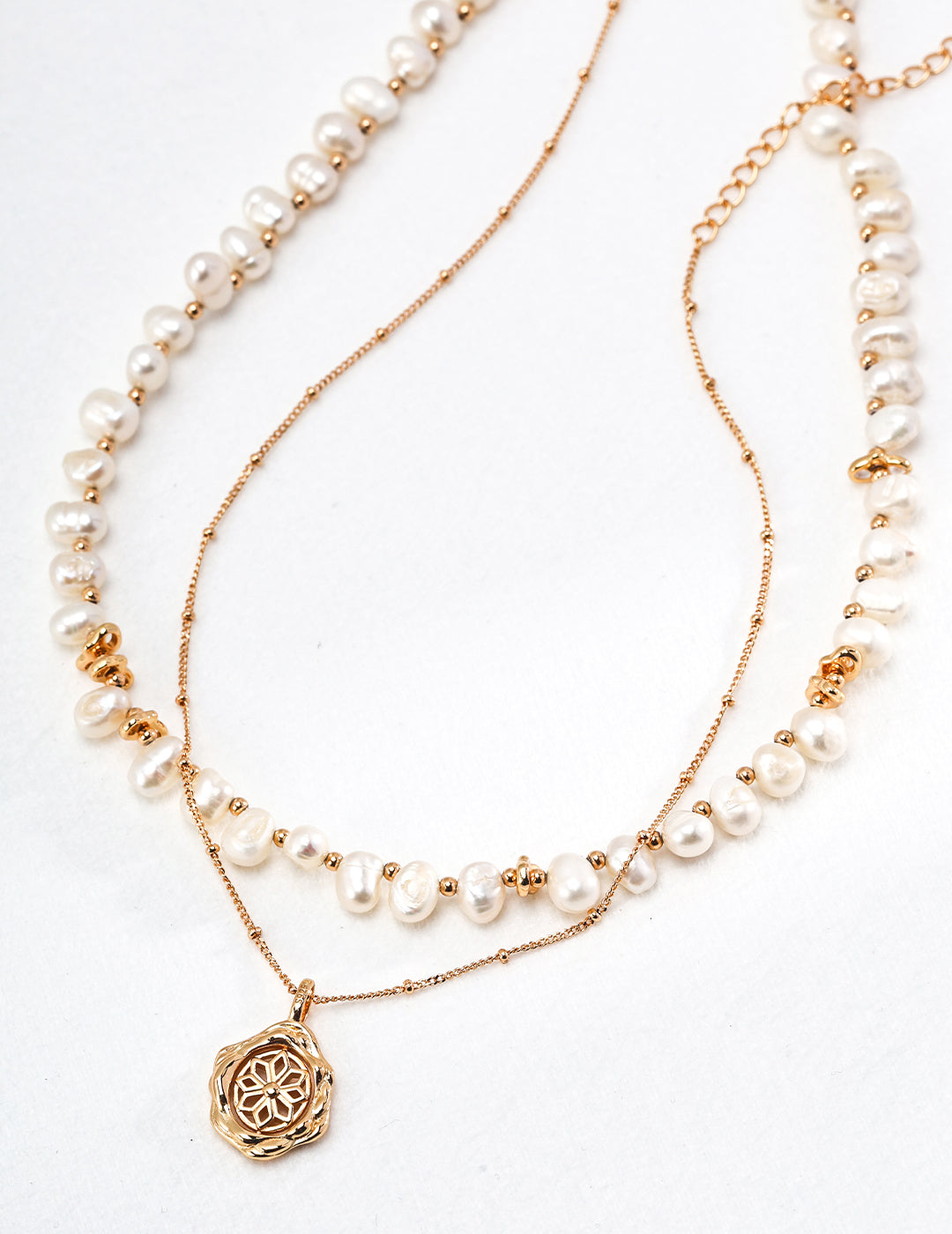 Vintage Gold 925 Silver Natural Pearl Necklace - Adjustable 38cm Chain with 5-8mm Pearls