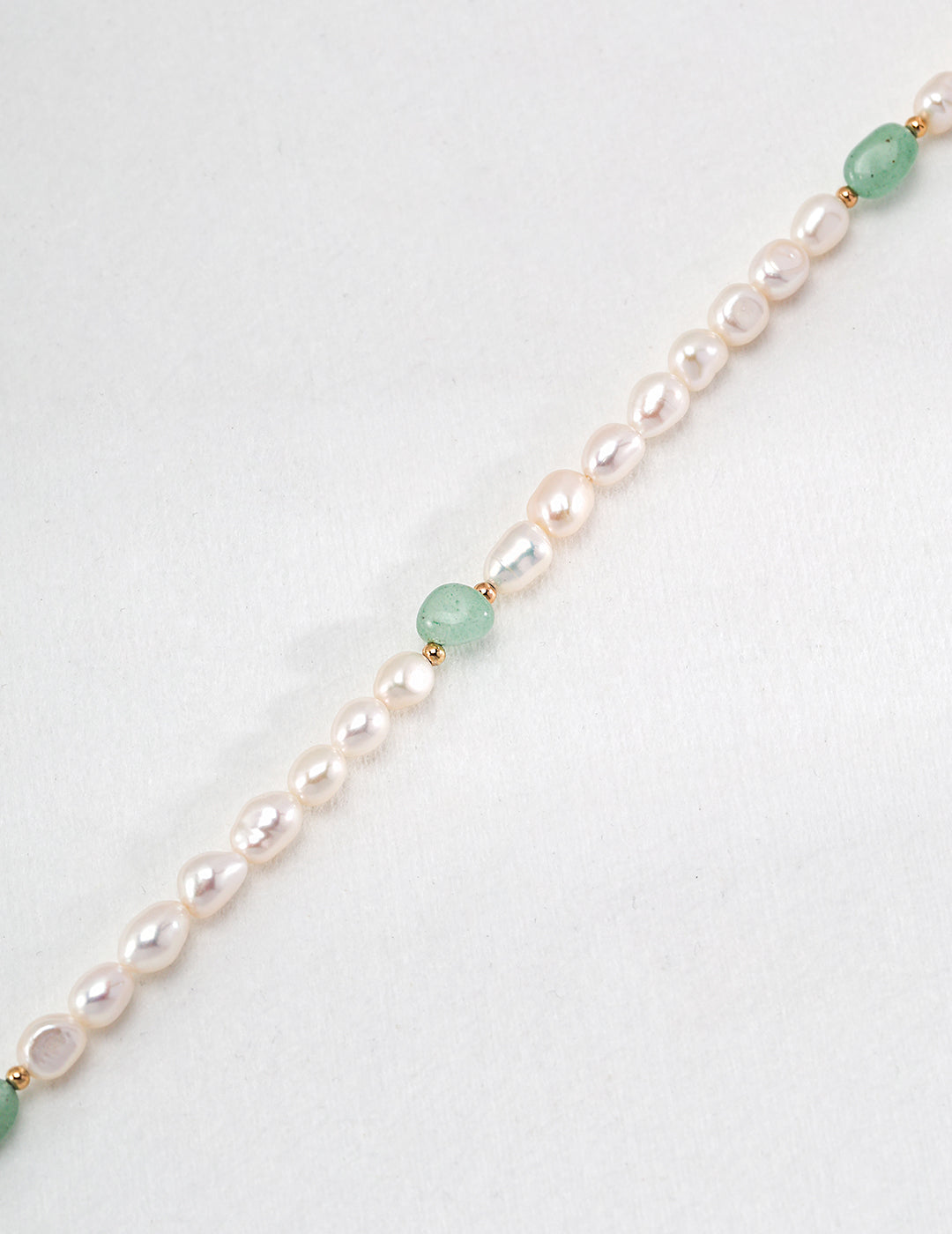 Silver Natural Pearl Necklace - Vintage Gold, Pearls, Jade, 38cm+6cm Chain