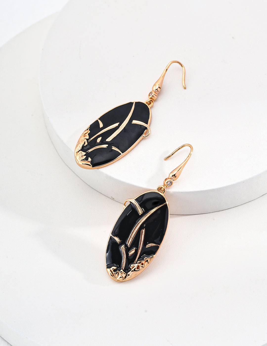 Chinese-style Drip Glaze Earrings | 925 Silver, Cubic Zirconia | Vintage Gold & Platinum White