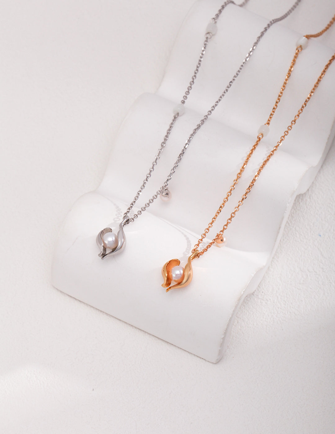 Silver and Rose Gold Heart Pendant Pearl Necklaces - Elegant and Stylish Jewelry Pieces