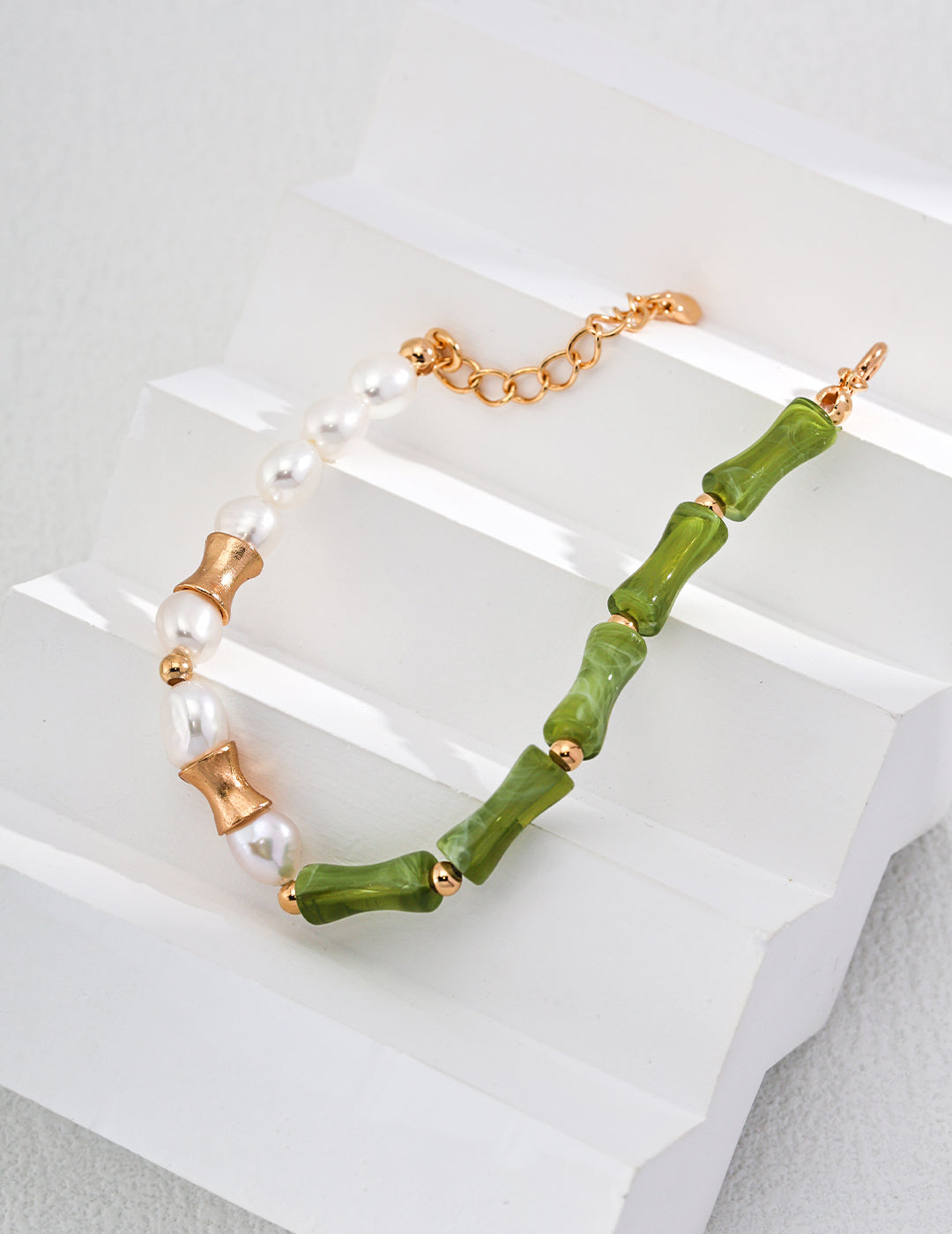 Bamboo Knot-Vintage Handmade Chinese Style Bamboo Knot Natural Pearl Necklace Bracelet Jewelry Set