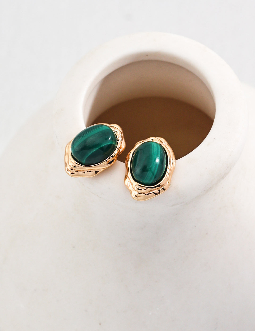 Exquisite Vintage Gold Peacock Stone Earrings Studs | Handcrafted 925 Silver Jewelry Collection