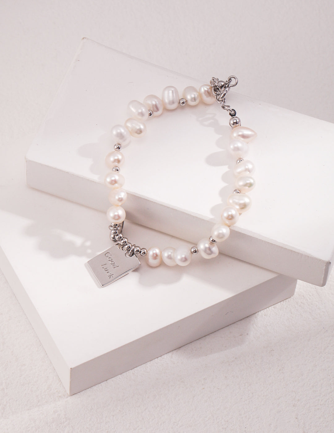 Elegant S925 Silver & Natural Pearl Lucky Charm Bracelet - Timeless Versatile Jewellery