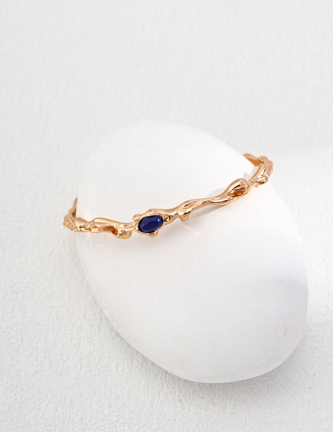 Exquisite 925 Silver & Blue Lapis Lazuli Bracelet - Vintage Gold & White Gold Elegant Design, Adjustable Size