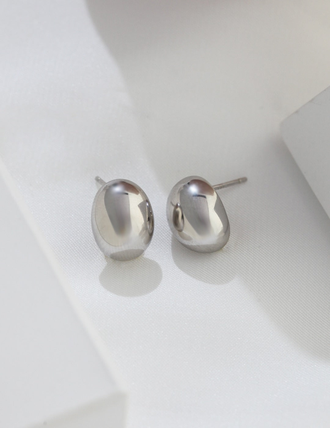 Pure Silver Small Gold Bean Earrings - Stylish & Elegant Design, £25 with Free Delivery