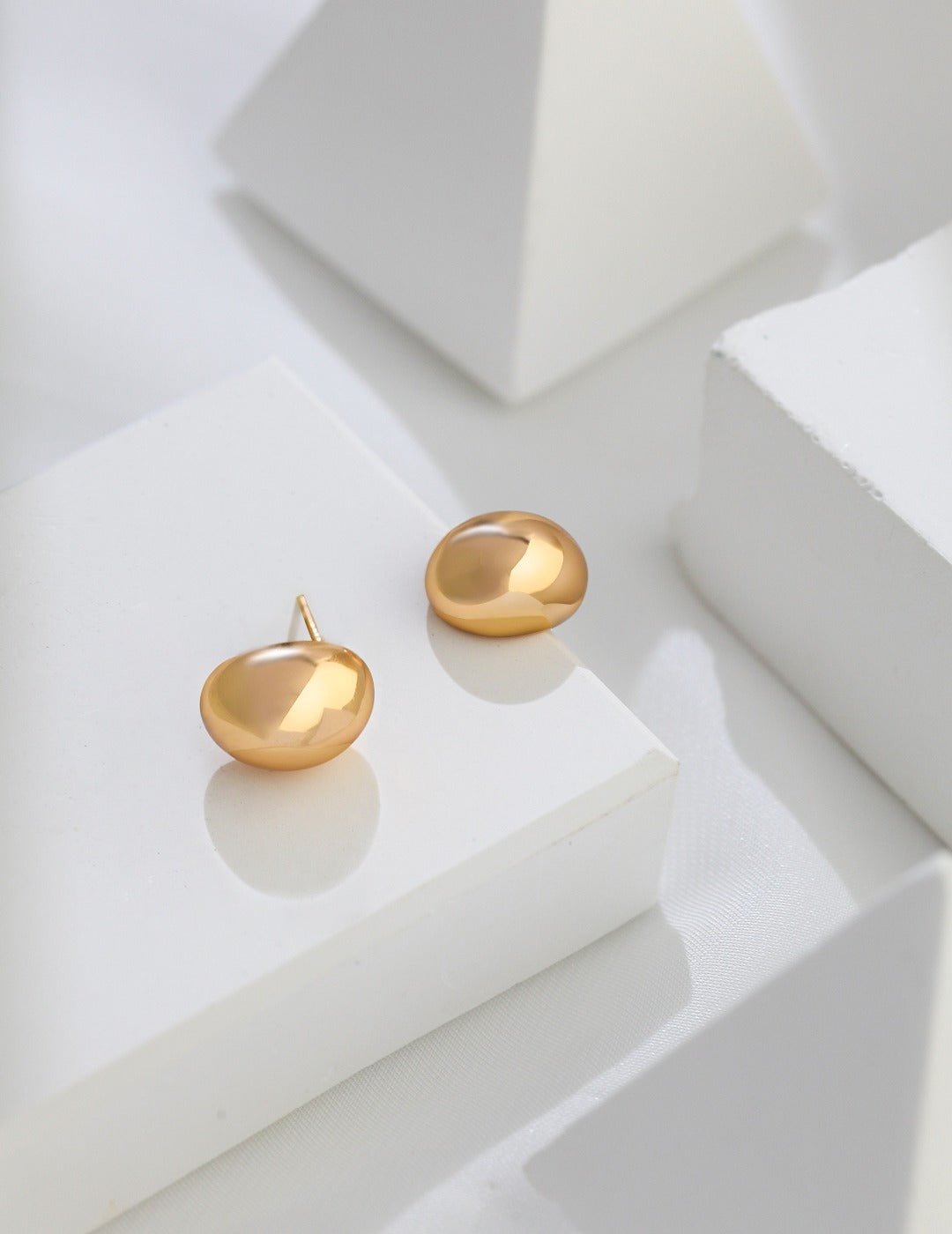 Pure Silver Small Gold Bean Earrings - Stylish & Elegant Design, £25 with Free Delivery