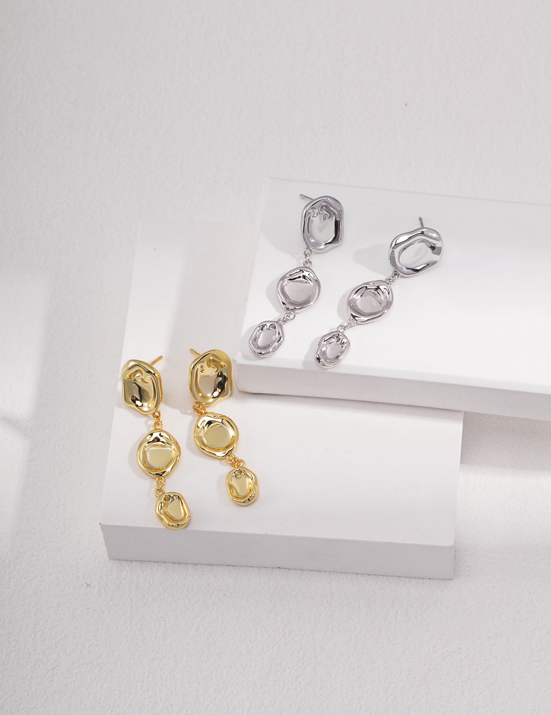 Minimalist S925 Silver Earrings - Gold & Platinum Colors, 42mm Height