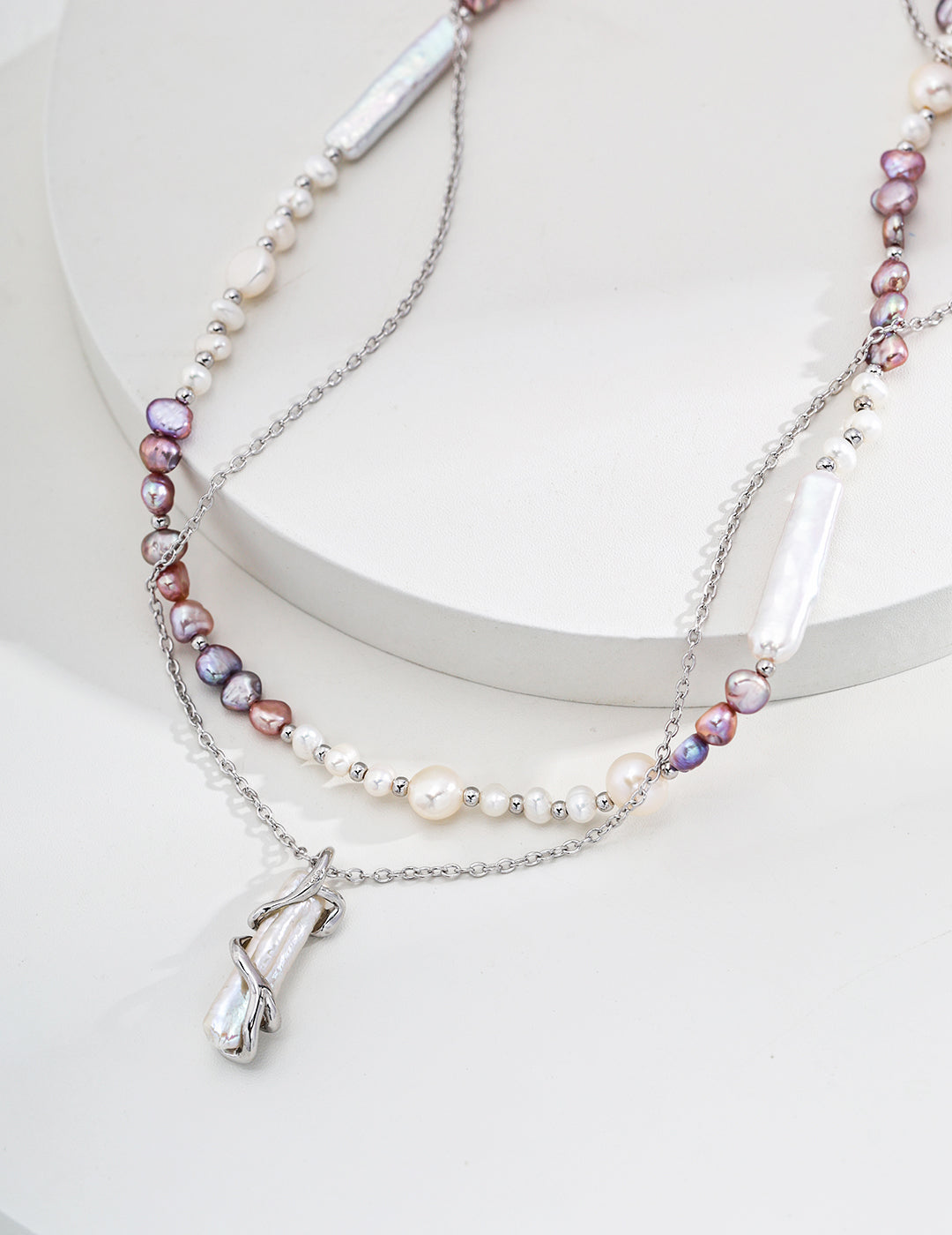 925 Silver Fashion Natural Pearl Necklace - Platinum Color, Adjustable Length, Elegant Design