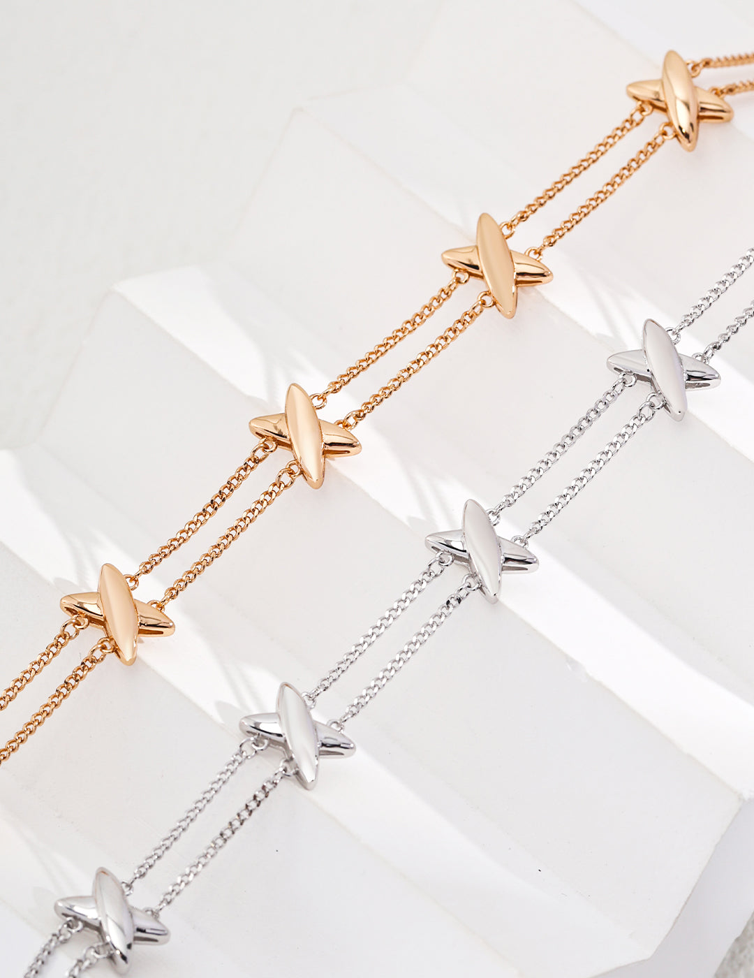 Minimalist S925 Silver Bracelet - Vintage Gold & White Gold Options with Adjustable Length