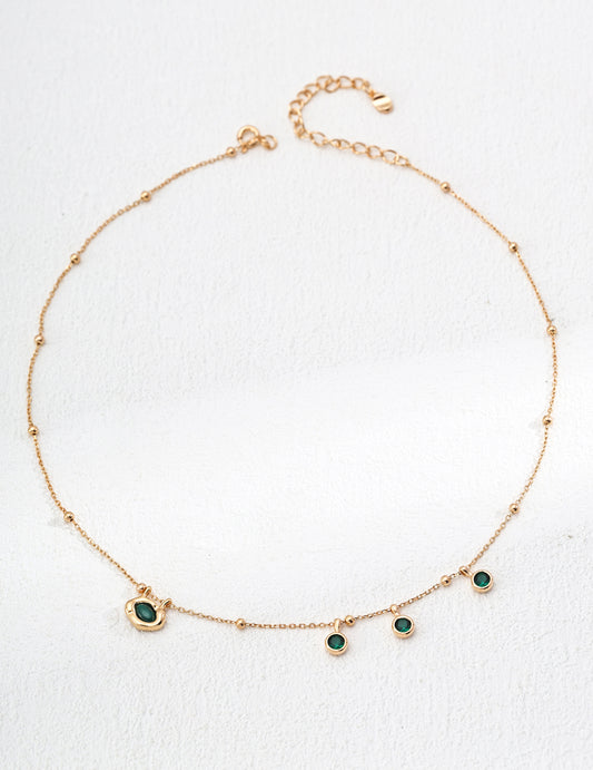 Elegant S925 Silver Simple Zircon Necklace in Vintage Gold - Perfect Gift for Any Occasion