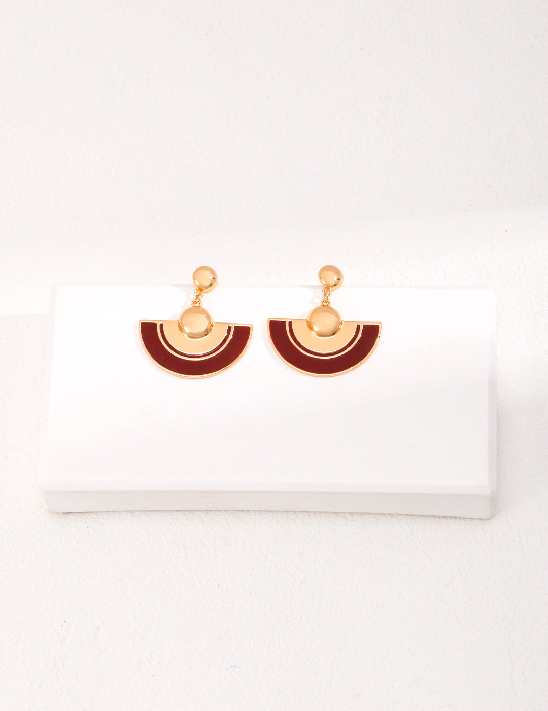 925 Stunning Vintage Gold Christmas Red Dripping Glaze Earrings – Sterling Silver Elegance