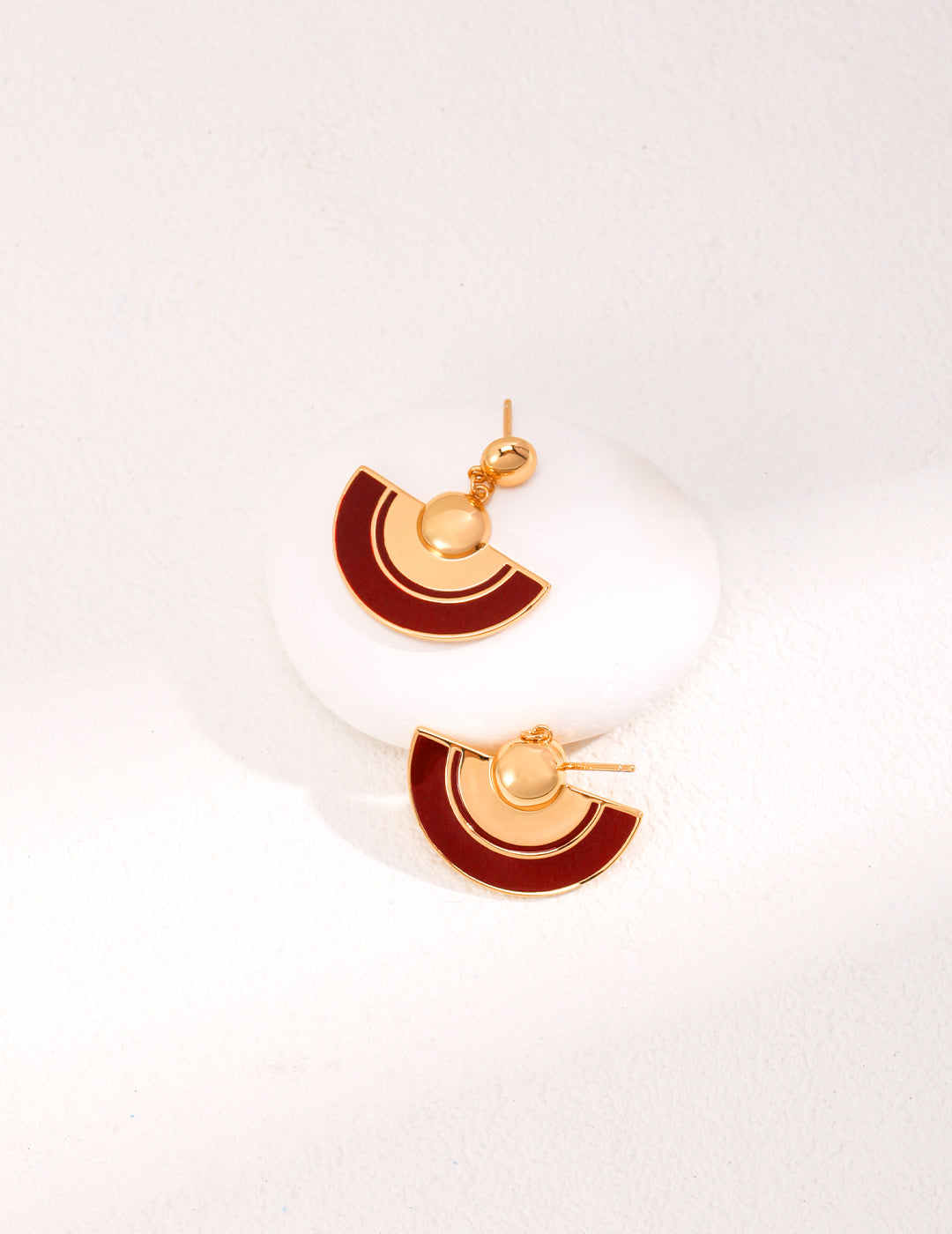 925 Stunning Vintage Gold Christmas Red Dripping Glaze Earrings – Sterling Silver Elegance