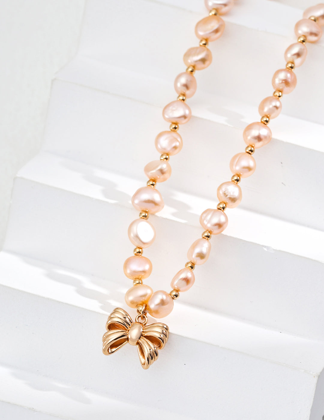 S925 Silver Vintage Gold Natural Pearl Necklace - 38cm + 6cm Extension Chain, 4-6mm Pearls