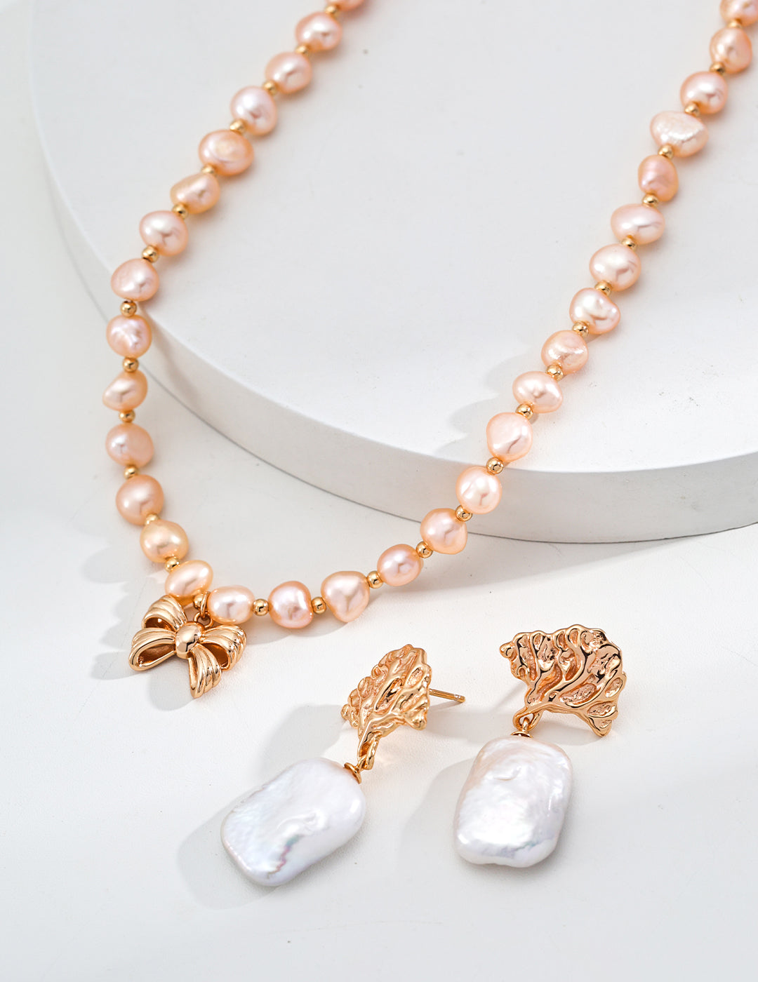 S925 Silver Vintage Gold Natural Pearl Necklace - 38cm + 6cm Extension Chain, 4-6mm Pearls