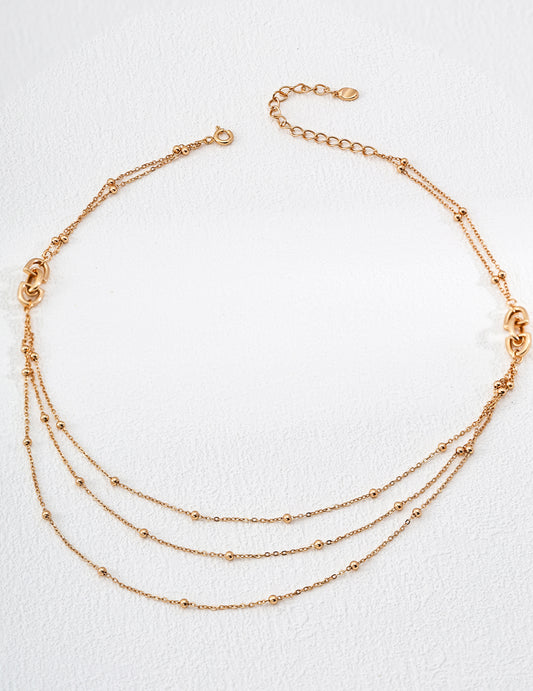 S925 Silver Minimalist Design Necklace in Vintage Gold - Adjustable Length Sterling Silver Jewellery