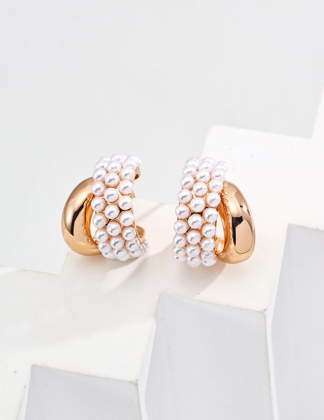 Vintage Gold S925 Silver Earrings with Imitation Pearls – Elegant Design Hoop Jewelry