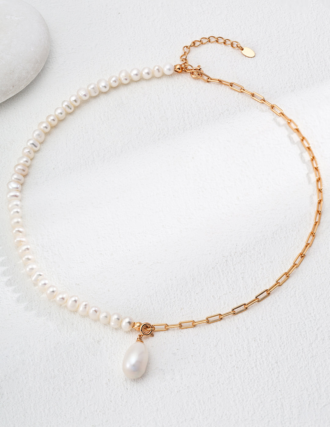 Baroque Pearl Necklace - Natural Irregular Freshwater Pearls, S925 Silver, Vintage French Design